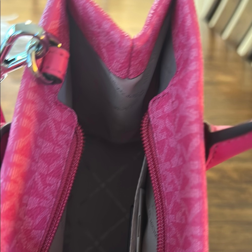 Michael Kors Pink Satchel with Signature Monogram and Metallic Accents NWT - Picture 5 of 6